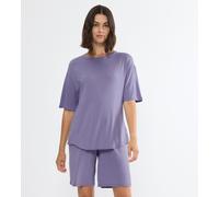 Schlafanzug TRIUMPH "Timeless Sensuality PSK", Damen, Gr. 48, lila, Single Jersey, Obermaterial: 95% Modal, 5% Elasthan, bequem kurz, Rundhals, Homewear-Sets Schlafanzug, atmungsaktiv, weich, verziert