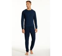 UNCOVER by SCHIESSER Herren Schlafanzug 2-tlg. Set lang V-Ausschnitt Baumwolle Dunkelblau 2XL