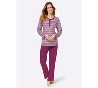 Schlafanzug WÄSCHEPUR, Damen, Gr. 40/42, lila (malve, malve, geringelt), 100% Baumwolle, Homewear-Sets Schlafanzug (30520523-40) malve, malve, geringelt