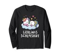 Schlafendes Einhorn Schlafshirt Nachthemd Langarmshirt
