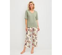 Schlafhose CALIDA "Favourites Arts", Damen, Gr. XS (36/38), N-Gr, charm cream, Single Jersey, Obermaterial: 100% Baumwolle, bequem 7/8-Länge, Hosen Schlafhose, mit Allover-Print, in weicher Single-Jer