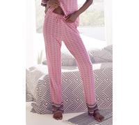Schlafhose VIVANCE DREAMS, Damen, Gr. 32/34, N-Gr, pink (pink bedruckt), Single Jersey, Obermaterial: 100% Viskose, bedruckt, bequem lang, Hosen Schlafhose, in schönem Ethno-Design (79612740-32) pink 