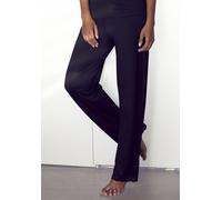 Schlafhose LASCANA, Damen, Gr. 32/34, N-Gr, schwarz, Single Jersey, Obermaterial: 95% Viskose, 5% Elasthan. Spitze: 88% Polyamid, 12% Elasthan, unifarben, Basic lang, Hosen Schlafhose, mit edlen Spitz
