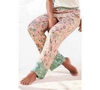 Schlafhose LASCANA, Damen, Gr. 40/42, N-Gr, rosa (rosa, schilfgrün), Single Jersey, Obermaterial: 60% Polyester, 36% Viskose, 4% Elasthan, geblümt, figurumspielend lang, Hosen Schlafhose, im Blumen Al