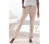 Schlafhose LASCANA, Damen, Gr. 44/46, N-Gr, braun (nougat), Single Jersey, Obermaterial: 50% Baumwolle, 50% Viskose, unifarben, bequem lang, Hosen Schlafhose, Uni oder mit tollem Animal-Print (4187352