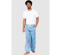 Schlafhose LOUSY LIVIN "Pant Greater Flamingos", Herren, Gr. M, EURO-Größen, blau, pink, 100% Baumwolle, bedruckt, lang, Hosen Schlafhose, mit Allover Print (33296635-M) blau, pink