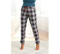Schlafhose S.OLIVER, Damen, Gr. 40/42, N-Gr, bunt (weiß, weinrot, petrol, kariert), Jersey, Obermaterial: 50% Baumwolle, 50% Viskose, gemustert, kariert, mehrfarbig, Basic, Basic lang, Hosen Schlafhos