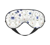 Schlafmaske aus Seide mit Blumen und Kornblumen, Gänseblümchen, elastisches Band, für Reisen und Nickerchen, weiche Augenabdeckung für Reisen, Yoga, Nickerchen