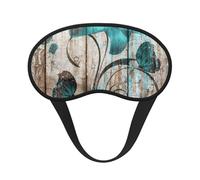 Schlafmaske, Blaugrüne Blume auf Holzplanken-Druck, Augen-Schlafmaske für Damen und Herren, für totale Dunkelheit, reduziert geschwollene Augenmaske