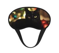 Schlafmaske für Damen und Herren, Motiv: Weihnachten, schwarze Katze, Augenmaske zum Schlafen, lichtblockierend, Schlafmaske mit elastischem Band, Augenbinde für Flugschläfer, weich, atmungsaktiv,