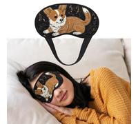 Schlafmaske für Damen und Herren, verdunkelnde Augenmasken zum Schlafen, Augenbinde Corgi, der Musik liebt, Schlafmaske, Seitenschläfer-Augenabdeckung für Meditation, lichtblockierend, Reiseutensilien