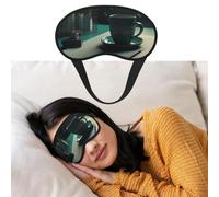 Schlafmaske für Damen und Herren, verdunkelnde Augenmasken zum Schlafen, Augenbinde, Kaffeetasse auf Tisch, Schlafmaske, Seitenschläfer-Augenabdeckung für Meditation, lichtblockierend, Reiseutensilien