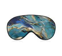 Schlafmaske für Männer und Frauen, Azurit, Blaugrün und Folie, Gold, Öl-Marmor-Muster, Augenmaske zum Schlafen, bequeme Augenbinde, Augenabdeckung mit verstellbarem Riemen, für Reisen, Yoga,