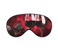 Schlafmaske für Männer und Frauen, Rosen und Gläser Rotwein, Augenmaske zum Schlafen, bequeme Augenbinde, Augenabdeckung mit verstellbarem Riemen für Reisen, Yoga, Nickerchen, Schichtarbeit