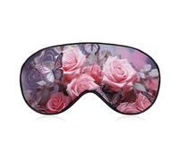 Schlafmaske für Männer und Frauen, Rosen und Schmetterlinge, Augenabdeckung zum Schlafen, atmungsaktive Schlaf-Augenmaske mit verstellbarem Gummiband, lichtblockierender Lidschatten für Nachtschlaf