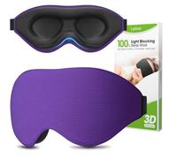 Schlafmaske für Seitenschläfer, Laitver 2025 Aktualisiertes Design 3D Lichtblockierend Augenmaske Frauen & Herren, Bequem & Atmungsaktive Druckfrei Schlafbrille mit Verstellbar Gummiband, Dunkellila