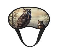 Schlafmaske für Seitenschläfer, Seide, Schlafmasken mit Gummiband, superweich, Augenschlaf Schattenabdeckung, Eule, sitzender Baumzaun, Verdunkelung, Nacht-Augenbinde für Damen und Herren, Reisen