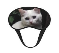 Schlafmaske für Seitenschläfer, Seide, Schlafmasken mit Gummiband, superweich, Augenschlafschutz, weiße Katze, Verdunkelung, Nacht-Augenbinde für Damen und Herren, Reisen