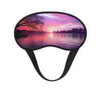 Schlafmaske für Seitenschläfer, Seiden-Augenmasken, superweich, mit elastischem Band, Verdunkelung, Augenmaske, violett, Sonnenuntergang auf Wasser, Nacht-Augenbinde für Damen und Herren, Reisen