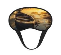 Schlafmaske für Seitenschläfer, Seiden-Augenmasken, superweich, mit elastischem Band, Verdunkelung, Schlafmaske, Fluss, Sonnenuntergang, Holzboot, Nacht-Augenbinde für Damen, Herren, Reisen