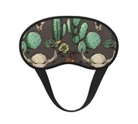 Schlafmaske für Seitenschläfer, Seiden-Augenmasken, superweich, mit elastischem Band, Verdunkelung, Schlafmaske, Totenkopf des Stiers und niedlicher Kaktus, Nacht-Augenbinde für Damen und Herren