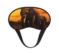 Schlafmaske für Seitenschläfer, Seiden-Augenmasken, superweich, mit elastischem Band, Verdunkelung, Schlafmaske, Sonnenuntergang, Eltern-Kind-Elefanten-Nacht-Augenbinde für Damen, Herren, Reisen