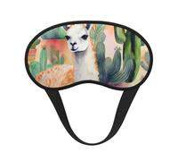 Schlafmaske für Seitenschläfer, Seiden-Augenmasken, superweich, mit elastischem Band, Verdunkelung, Schlafmaske, weißes Alpaka und Kaktus, Nacht-Augenbinde für Damen und Herren, Reisen