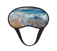 Schlafmaske für Seitenschläfer, Seiden-Schlafmasken mit Gummiband, superweich, Augen-Schlafschutz, blau, Meer, Sandstrand, Verdunkelung, Nacht-Augenbinde, für Damen und Herren, Reisen