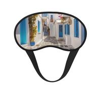 Schlafmaske für Seitenschläfer, Seiden-Schlafmasken mit Gummiband, superweich, Augenschlaf Schattenabdeckung, Griechenland, Straße, Verdunkelung, Nacht-Augenbinde für Damen und Herren, Reisen