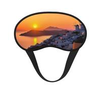 Schlafmaske für Seitenschläfer, Seiden-Schlafmasken mit Gummiband, superweich, Augenschlaf Schattenabdeckung, Griechenland, Insel, Sonnenuntergang, Landschaft, Verdunkelung, Nacht-Augenbinde, für