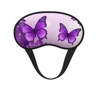 Schlafmaske für Seitenschläfer, Seiden-Schlafmasken mit Gummiband, superweich, Augenschlaf Schattenabdeckung, violette Schmetterlinge, Verdunkelung, Nacht-Augenbinde für Damen und Herren, Reisen