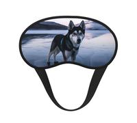 Schlafmaske für Seitenschläfer, Seiden-Schlafmasken mit Gummiband, superweich, Augenschlaf Schattenabdeckung, Husky, Hund auf einem gefrorenen See, Verdunkelung, Nacht-Augenbinde für Damen und Herren