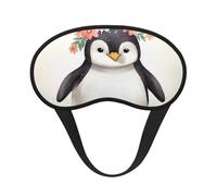 Schlafmaske für Seitenschläfer, Seiden-Schlafmasken mit Gummiband, superweich, Augenschlaf Schattenabdeckung, Pinguin trägt Blumen, Verdunkelung, Nacht-Augenbinde für Damen und Herren, Reisen