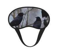 Schlafmaske für Seitenschläfer, Seiden-Schlafmasken mit Gummiband, superweich, Augenschutz, schwarze Krähe, Vögel, Verdunkelung, Nacht-Augenbinde für Damen und Herren, Reisen