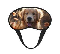 Schlafmaske, Golden Retriever und Blumen, Augenmaske zum Schlafen, Verdunkelung, für Männer und Frauen, Schlafmaske, bequeme Augenbinde, Augenmaske für Nachtschlaf, Reisen, Nickerchen, Büro