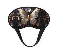 Schlafmaske, goldfarben, weiße Schmetterlinge, vollständige Abdeckung, Schlafmaske, entspannend, stressfrei, Nachtaugenmaske