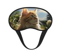 Schlafmaske Katze sitzend auf grünem Feld, Augenmaske zum Schlafen, Verdunkelung, Augenschlaf für Männer und Frauen, Schlafmaske, bequeme Augenbinde, Lidschatten für Nachtschlaf, Reisen, Nickerchen,