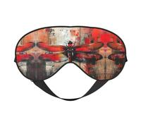 Schlafmaske mit abstraktem roten Libellen-Druck, Nacht-Augenbinde, weicher Augenschutz für Damen und Herren, für Reisen, Nickerchen, Meditation