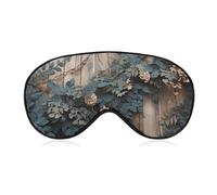 Schlafmaske mit Blättern auf rustikalem Holz, mit verstellbarem Riemen, bequeme und weiche Augenmaske zum Schlafen, Lichtblockierung, leichte und atmungsaktive Augenabdeckung für Männer und Frauen