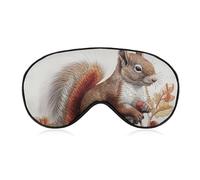 Schlafmaske mit Blättern und Eichhörnchen für Damen und Herren, Seitenschläfer-Augenabdeckung mit verstellbarem Riemen, weich, atmungsaktiv, Verdunkelungsmaske, rutschfest, tiefer Schlaf, Reisezubehör