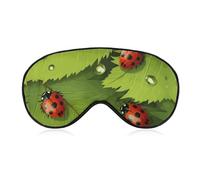 Schlafmaske mit Blättern und Marienkäfern für Damen und Herren, Seitenschläfer-Augenabdeckung mit verstellbarem Riemen, weich, atmungsaktiv, Verdunkelungsmaske, rutschfest, tiefer Schlaf, Reisezubehör