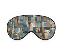 Schlafmaske mit blauem und braunem Muster, mit verstellbarem Riemen, bequeme und weiche Augenmaske zum Schlafen, Lichtblockierung, leichte und atmungsaktive Augenabdeckung für Männer und Frauen