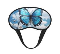 Schlafmaske mit blauen Schmetterlingen und Wolken, für Damen und Herren, weiche und bequeme Schlafmaske, Verdunkelung, Augenabdeckung für Reisen, Yoga, Nickerchen, Schichtarbeit