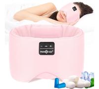 Schlafmaske mit Bluetooth-Kopfhörern, 100% verdunkelnde Seiden-Augenmaske, Kopfhörer für Männer und Frauen, weiche Schlafkopfhörer, Bluetooth-Augenmaske zum Schlafen, Reisen (Babyrosa)