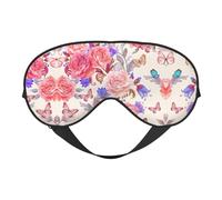 Schlafmaske mit Blumen-Rosen- und Schmetterlings-Aufdruck, Augenbinde, weicher Augenschutz für Damen und Herren, für Reisen, Nickerchen, Meditation