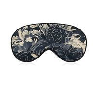 Schlafmaske mit Blumenmuster, mit verstellbarem Riemen, bequeme und weiche Augenmaske zum Schlafen, Lichtblockierung, leichte und atmungsaktive Augenabdeckung für Männer und Frauen, Schwarz