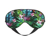 Schlafmaske mit buntem tropischem Blattdruck, Augenbinde, weicher Augenschutz für Damen und Herren, für Reisen, Nickerchen, Meditation