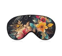 Schlafmaske mit bunten Blumen für Damen und Herren, Seitenschläfer-Augenabdeckung mit verstellbarem Riemen, weich, atmungsaktiv, Verdunkelung, rutschfest, tiefes Schlafen, Reisezubehör