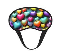 Schlafmaske mit bunten Regenbogen-Herzen, für Seitenschläfer, niedliche Verdunkelung, Augenmaske, Abdeckung für Zuhause oder Reisen