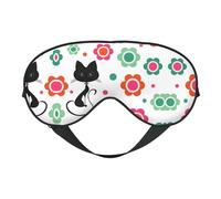 Schlafmaske mit Cartoon-Katzen- und Blumenmotiv, glatt, weich, verstellbar, Schattierung, Augenbinde, Augenmaske für Ausruhen, Reisen